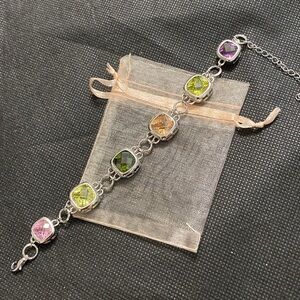 6 multi stones bracelet in sterling silver 925